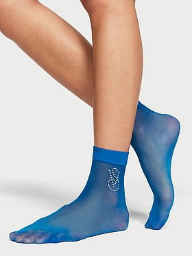 Sheer Crystal Logo Socks