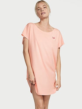 VS Victoria's Secret Sleepshirt Pink Palms Print Sleep Pajama T-Shirt S Small 