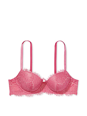 Victoria's Secret Designer Collection Lace W/ Pink Plaid Ribbon Unlined Demi Bra 