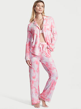 NEW Victoria Secret Satin Afterhours Pajama PJ Top Bottom Pink Sleep Set M.R 