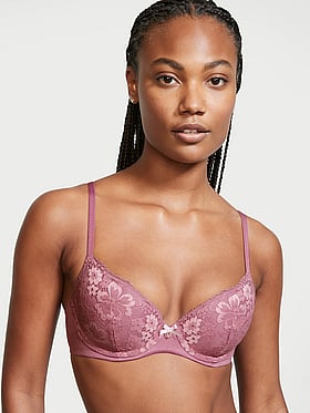 VICTORIA'S SECRET KIR TRAPPED LACE WITH SHINE BODY BY VICTORIA PERFECT SHAPE BRA 