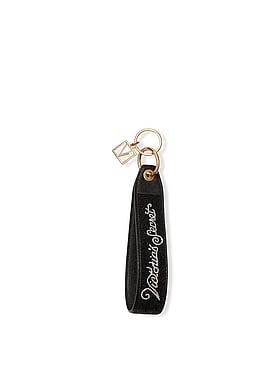VICTORIA SECRET Charm Keychain V Logo Metal Black & Gold NEW