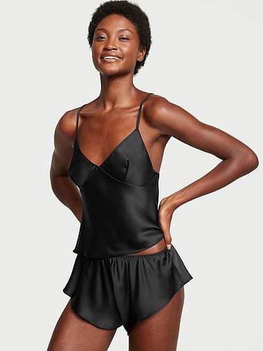 Комплект белья, открытая спина, на бретелях, атлас — Victoria's Secret