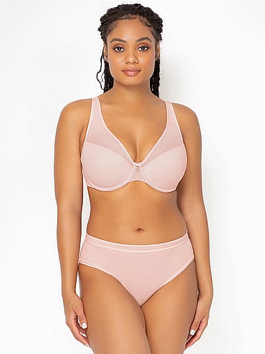 Curvy Couture - Sheer Mesh High-Leg Brief Panty, image 1