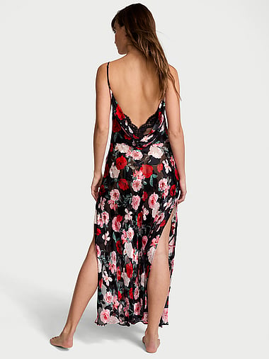 Victoria's Secret - Atelier Victoria's Secret Noir Burnout Satin Plunge Gown, image 2
