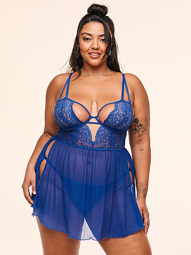 blue and white spaghetti strap floral dress Skarlett Blue womens Siren Babydoll, s, Purple