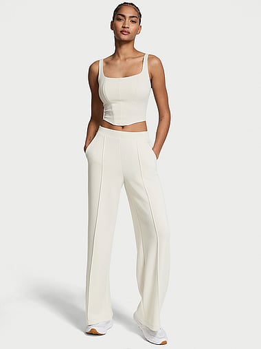Legging de fitness évasé en coton femme, gris