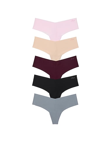 PINK - 5-Pack No-Show Thong Panties
