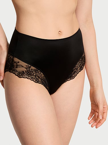 Трусы-брифы, высокая посадка, кружевная отделка, гладкая ткань — Victoria's Secret