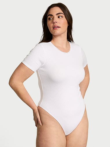 Victoria's Secret - Pointelle Modal Short-Sleeve Bodysuit, image 1