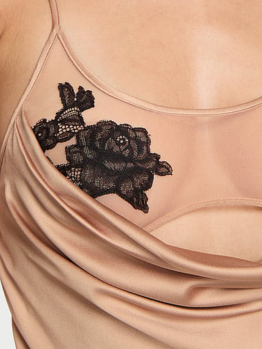 Victoria's Secret - Sheer Rose Satin Draped Mini Slip, image 2