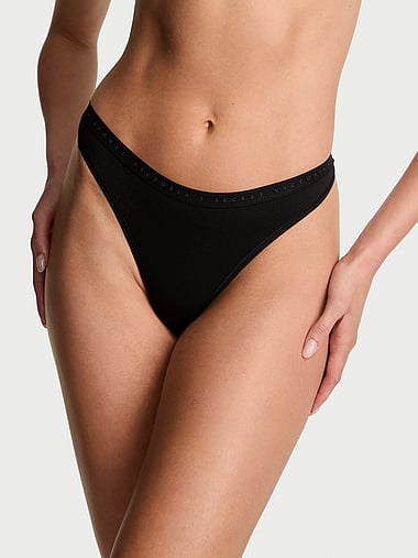 Victoria's Secret - Stretch Cotton High-Leg Scoop Thong Panty, image 1