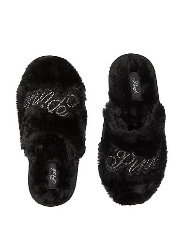 PINK - Faux-Fur Closed-Toe Slippers, image 1
