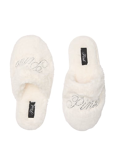 PINK - Faux-Fur Closed-Toe Slippers, image 1