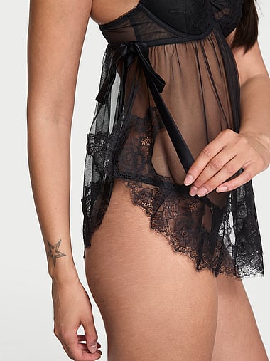 Very Sexy - Wicked Sheer Unlined Lace-Trim Babydoll Set, image 2
