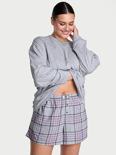 Victoria's Secret - Flannel Long-Sleeve Short Tee-Jama Set, image 1