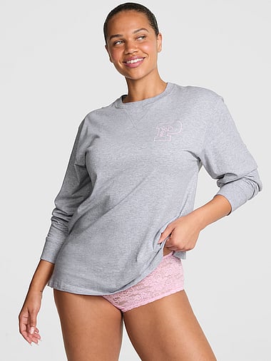 PINK - Campus Cotton™ Long-Sleeve Tee, image 1