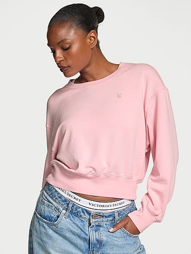 Angel Essentials - Off-Duty Terry Crop Crewneck Sweatshirt, image 1
