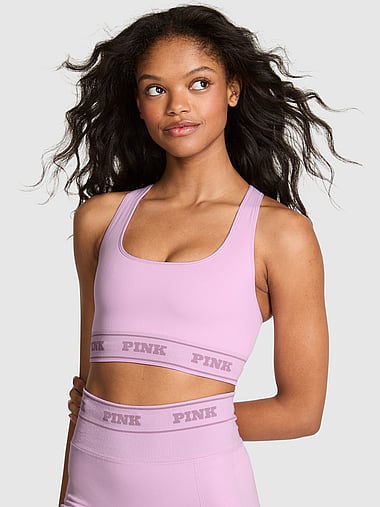 Soutien-gorge De Sport Victoria's Secret Pink Seamless Racerback Taille L - Neuf Avec étiquettes, Couleur Néon Orange/blanc