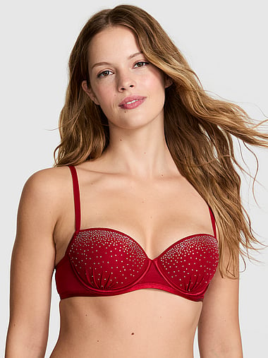 PINK - PINK Wink™ Lightly Lined Balconette Bra in Shimmer Mesh, image 1