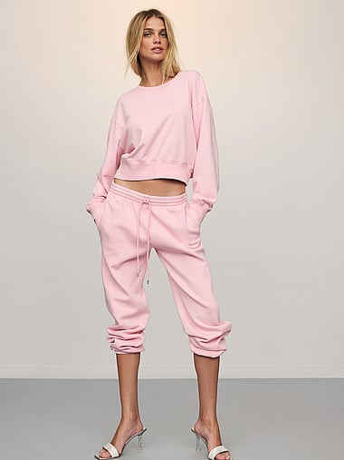 Angel Essentials - Off-Duty Terry Crop Crewneck Sweatshirt, image 2