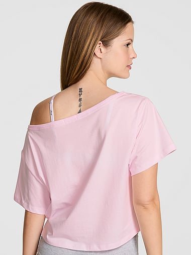 PINK - Slouchy Cropped Sleepshirt, image 2