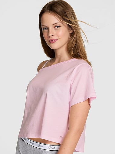 PINK - Slouchy Cropped Sleepshirt, image 1