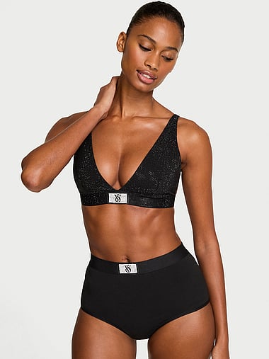 The T-shirt - Shine Cotton Wireless Plunge Bralette in Smooth, image 1