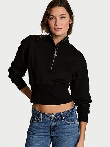 Angel Essentials - Off-Duty Terry Fitted Half-Zip Sweatshirt, image 1