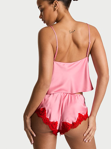 Dream Angels - Satin Lace-Trim Flyaway Cami & Flutter Shorts Set, image 2