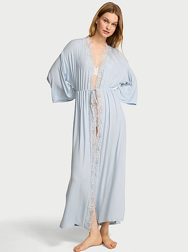 Халат SoSoft™, кружевная отделка, модал, в рубчик — Victoria's Secret