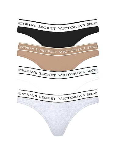 Victoria's Secret - 4-Pack Logo Cotton Thong Panties