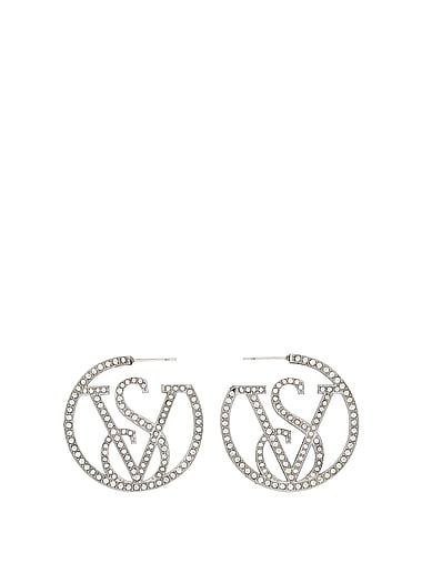 Victoria's Secret - VS Monogram Diamanté Hoop Earrings, image 2