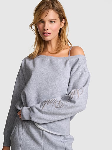 PINK - Campus Fleece™ Rib Off-The-Shoulder Sweatshirt, image 1