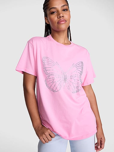 T-shirt Victoria's Secret PINK - Université De L'Arkansas 'Sooie Pig' - Neuf Avec étiquette