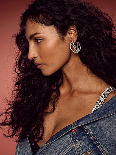 Victoria's Secret - VS Monogram Diamanté Hoop Earrings, image 1