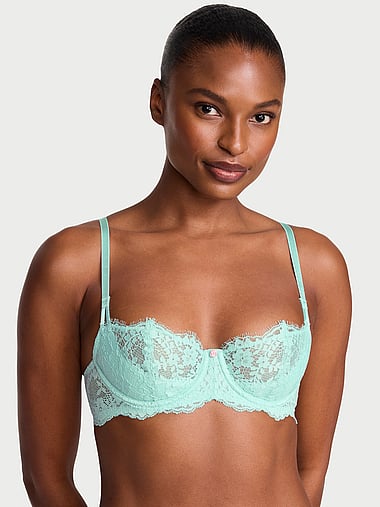 Soutien-gorge Victoria's Secret Dream Angels - 36B, Demi, Dentelle Argent (occasion Très Bon état)