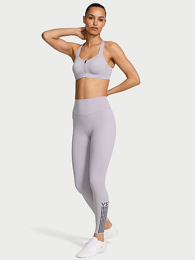 Leggings Victoria's Secret PINK Rosa Active Con Glitter E Vita A Costine - Marrone XXL Nuovi