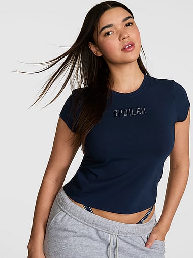 T-shirt Bleu à Nœud PINK (Victoria's Secret) - Occasion Très Bon état