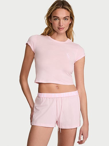 Victoria's Secret - 100% Cotton Short Pajama Set in Classic Logo, image 1