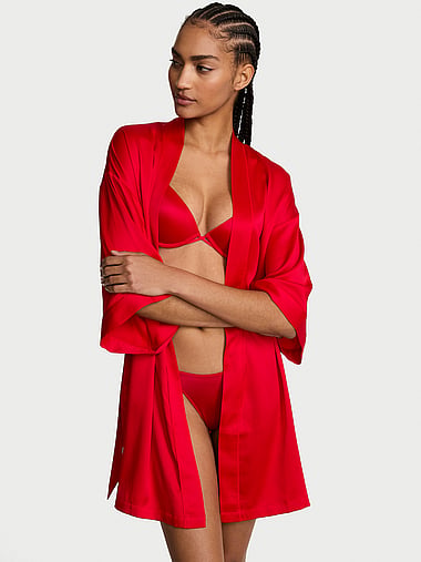 red satin dressing gown Long Red Kimono Robe Maxi Satin Bridal Robes for Women Floor Length Dressing Gown Long Bridesmaid Robe Sexy Gift for Wife