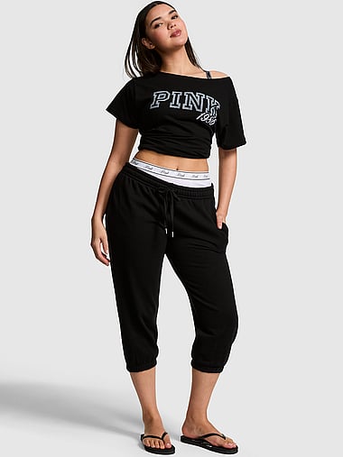 Crop Top Noir En Maille Victoria's Secret PINK Taille S - État Très Bon (légerement Utilisé)