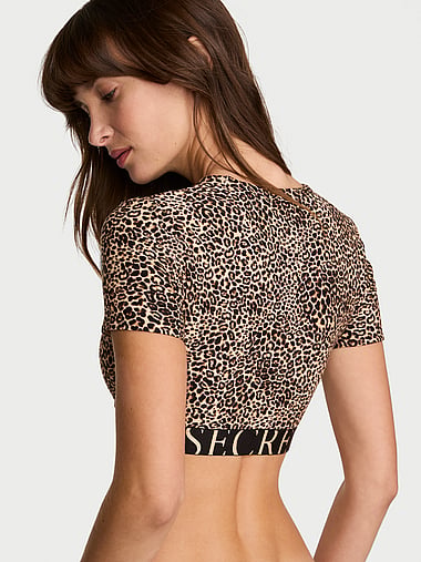 The T-shirt - Cotton Short-Sleeve Bralette Crop Top, image 2