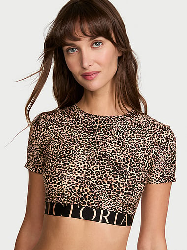The T-shirt - Cotton Short-Sleeve Bralette Crop Top, image 1