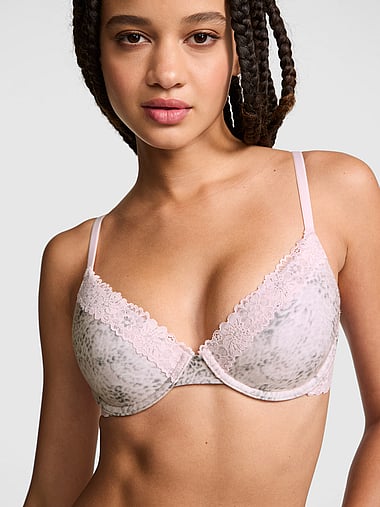 PINK - Wear Everywhere™ Lightly Lined Full Coverage T-Shirt Bra in Cotton Lace Trim, image 1