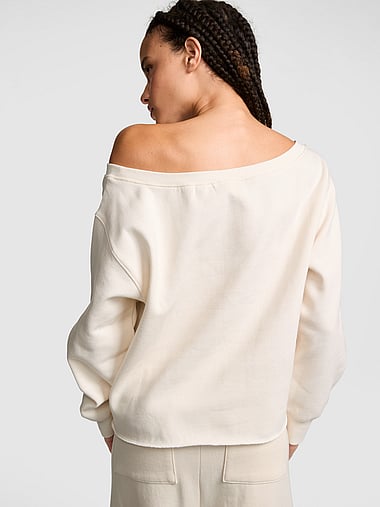 PINK - Campus Fleece™ Rib Off-The-Shoulder Sweatshirt, image 2