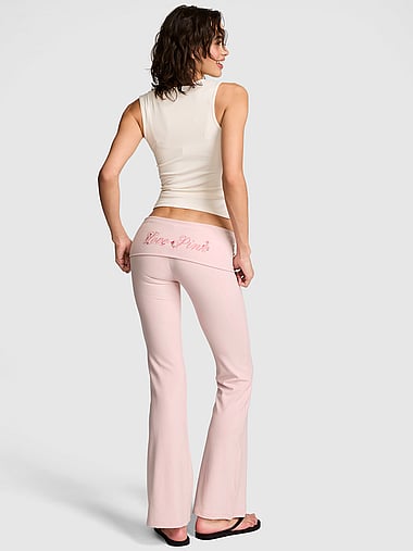 PINK - Soft Modal Foldover Flare Leggings in Soft Modal, image 1