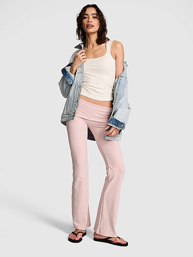 PINK - Soft Modal Foldover Flare Leggings in Soft Modal, image 2