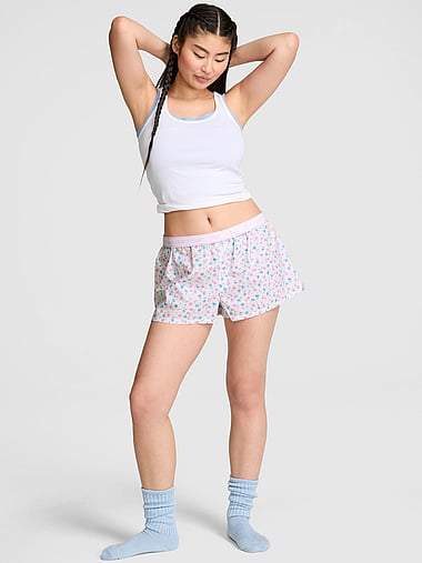 PINK - Cotton Boxy Pajama Shorts, image 1