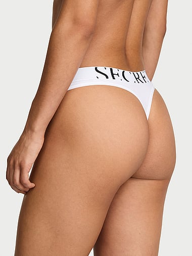 Cotton - Exploded Logo Cotton Thong Panty, image 2